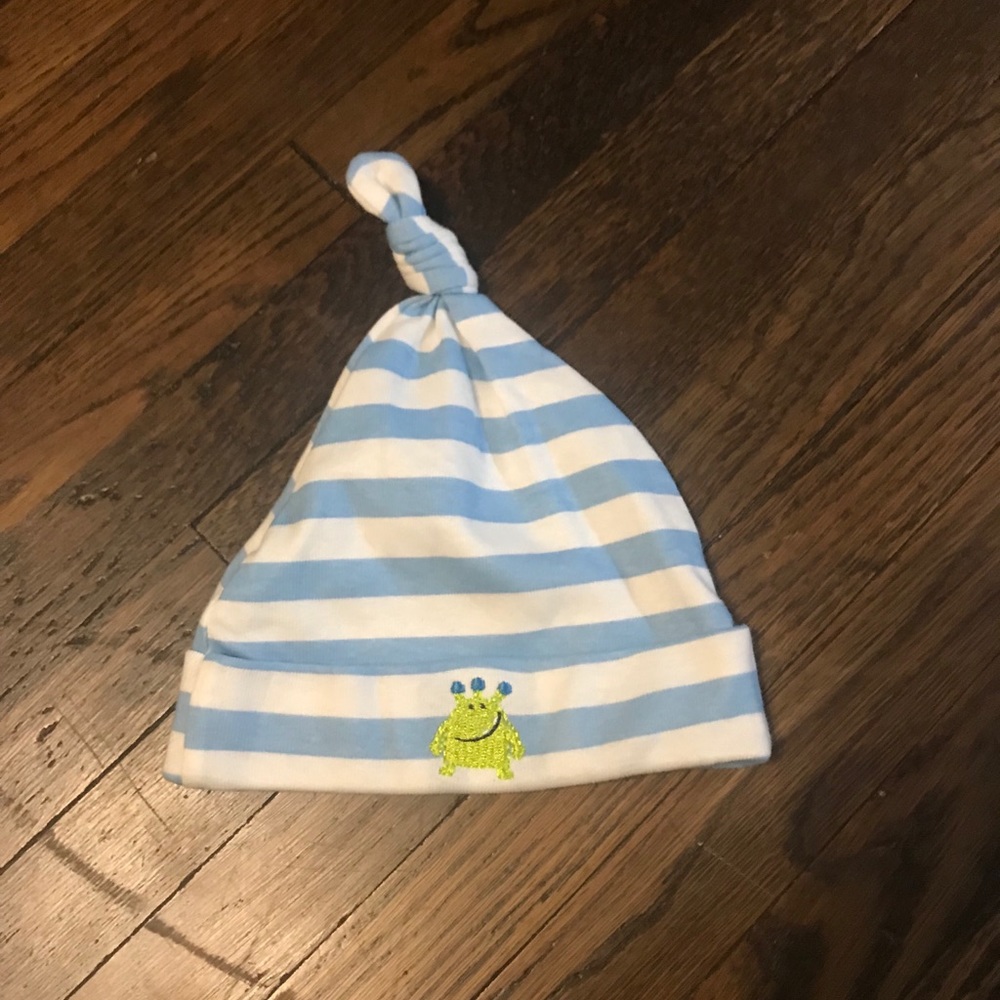Blue and white strip monster hat